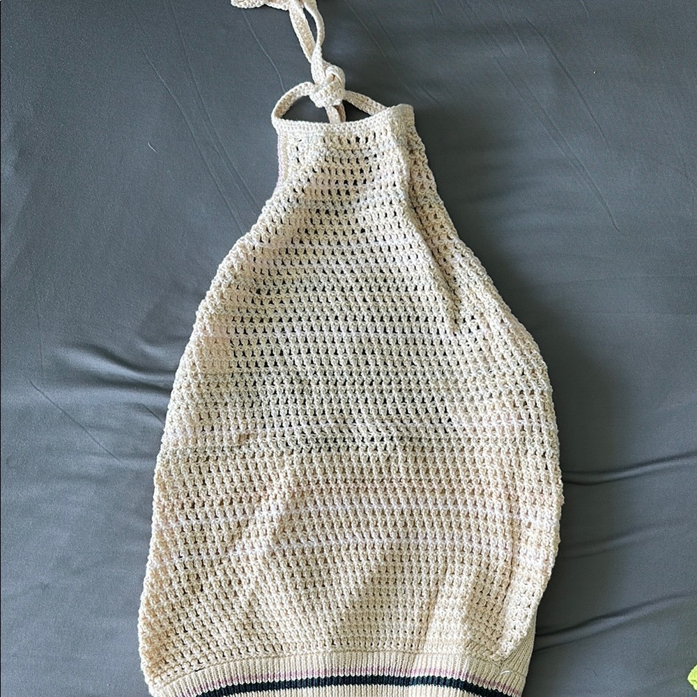 Free People Cream Crochet Halter Top